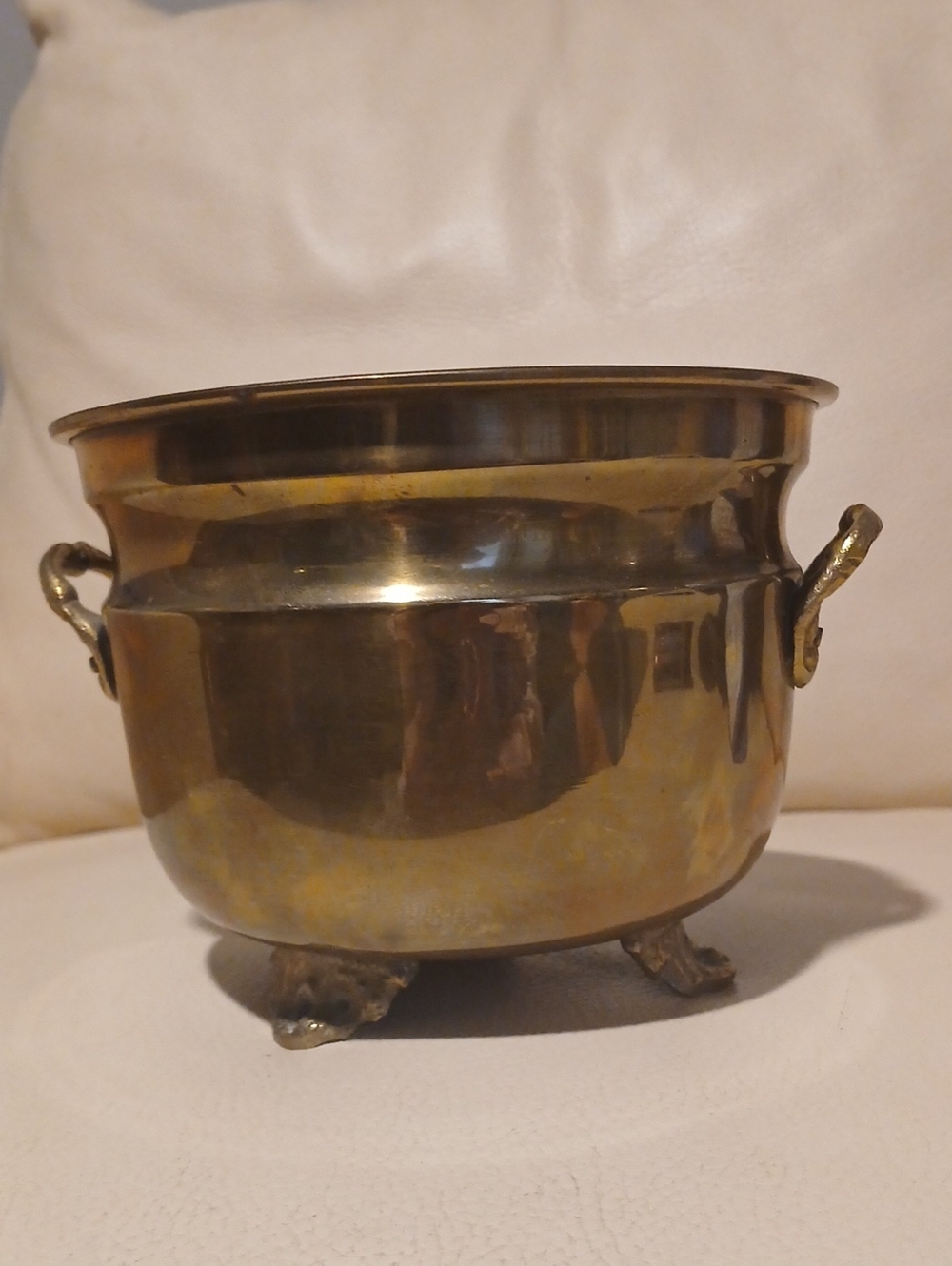 Vintage Brass Footed Planter with Handles